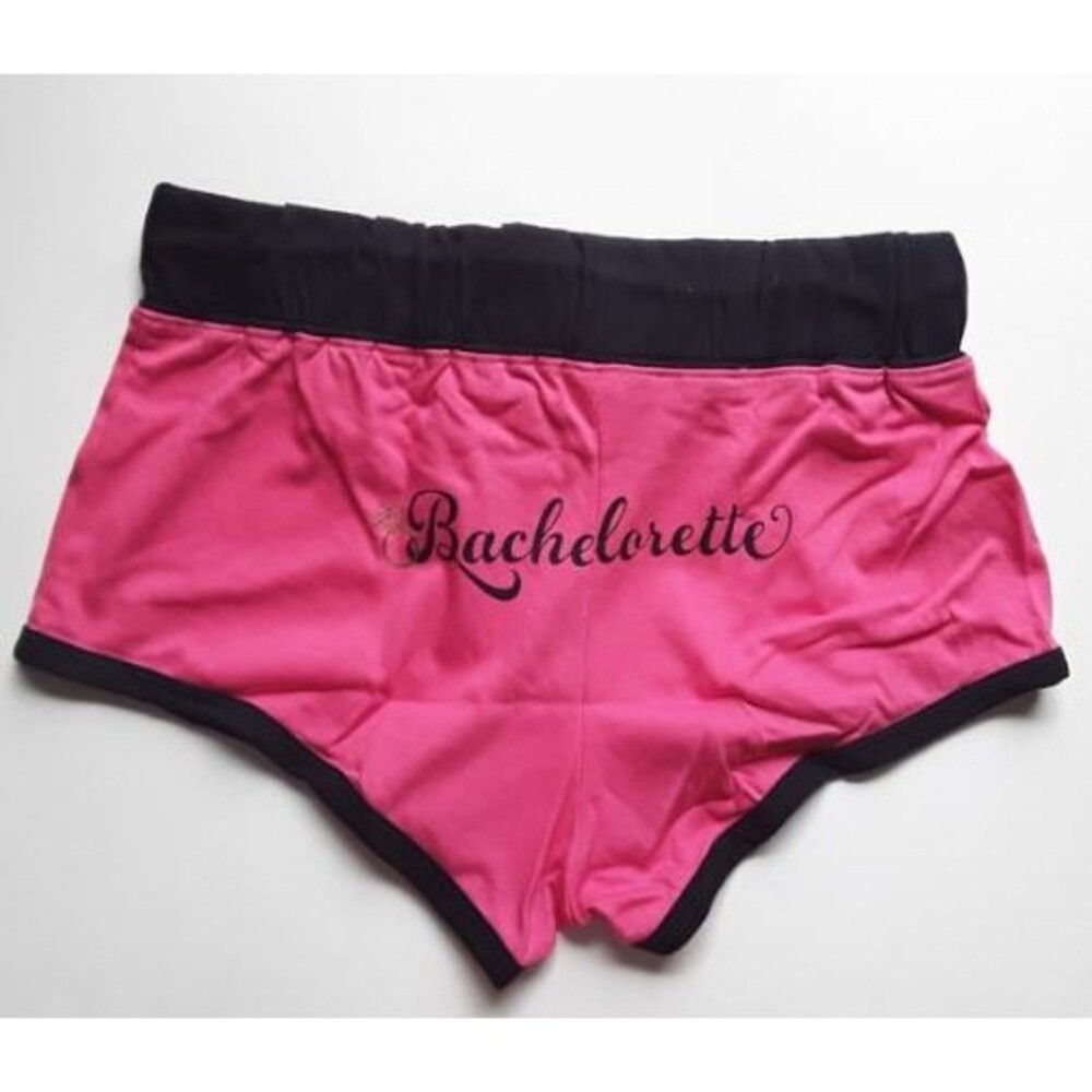 Womens Bachelorette Pink Novelty Boyshorts Short Shorts Cortos - L/XL